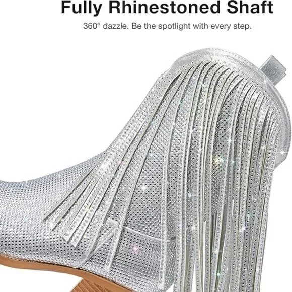 NEW! Rhinestone Cowboy Boots for Women, Sparkly Cowgirl Boots - Picture 4 of 5